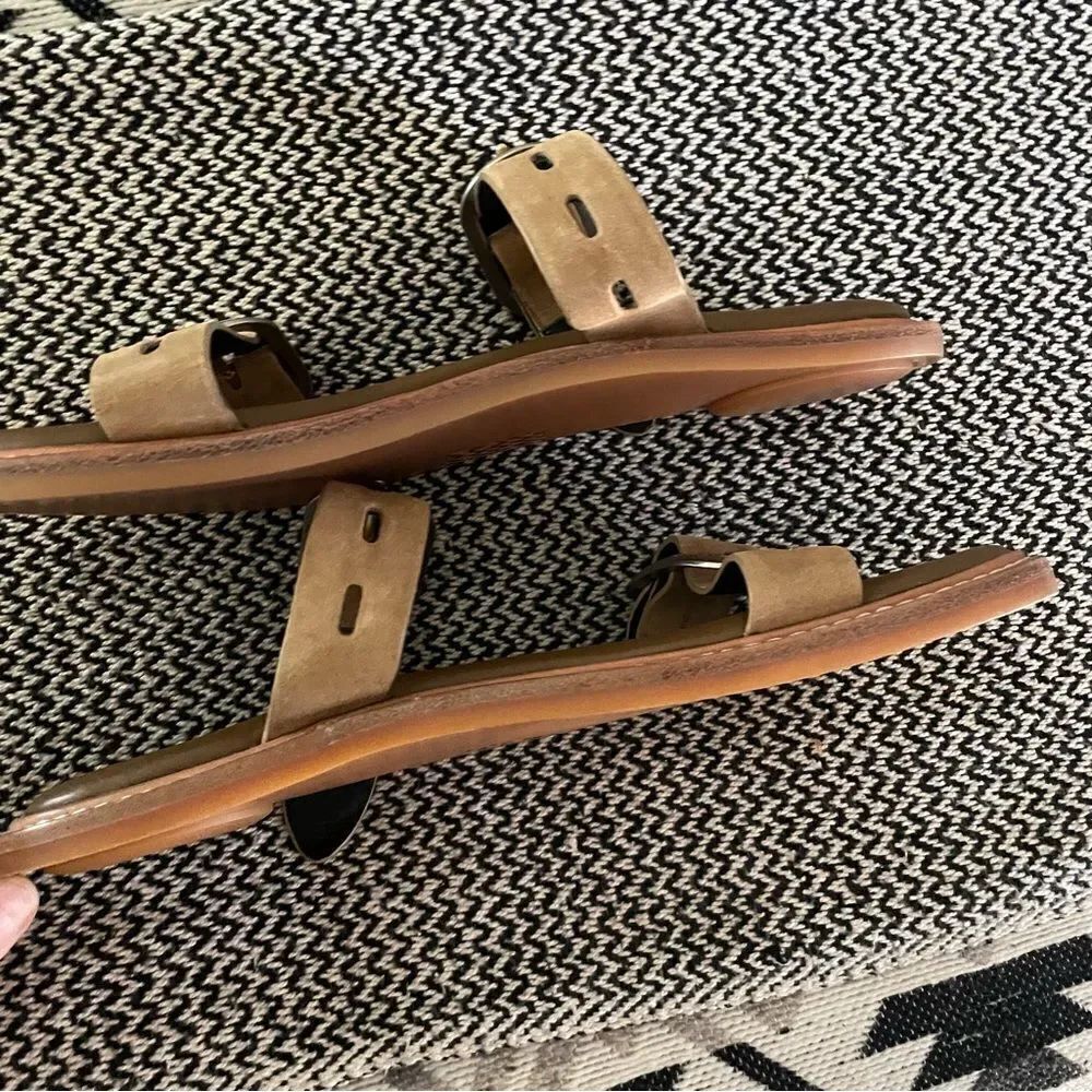 RAG & BONE ANSLEY DOUBLE SUEDE STRAP LEATHER SLIDE TAN SILVER
BUCKLES Sz-39/9 - Picture 6 of 9